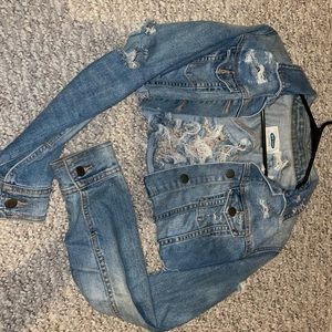 distressed ripped jean jacket cropped